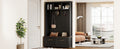 Versatile 4 In 1 Hall Tree With 6 Golden Hooks, Wood Grain Bench With Multiple Storage Space, Entryway Coat Rack With 2 Drawers For Living Room, Hallway, Black, 76.6''H Old Sku:N721S000034B Black