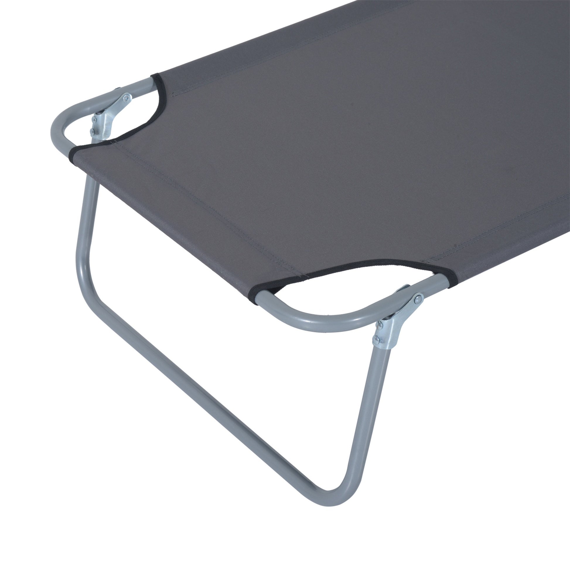 Outsunny Outdoor Lounge Chair, Adjustable Folding Chaise Lounge, Tanning Chair With Sun Shade For Beach, Camping, Hiking, Backyard, Gray Gray Steel