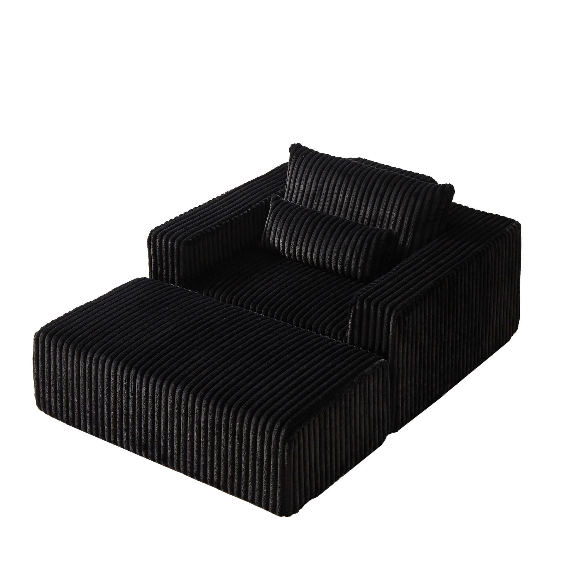 75 Inch Corduroy Sponge Sofa Lounge Chair With Removable Footrest,No Assembly Required,Fluffy Modern Sleeper Chair For Indoor Living Room Bedroom Black Foam Corduroy 1 Seat