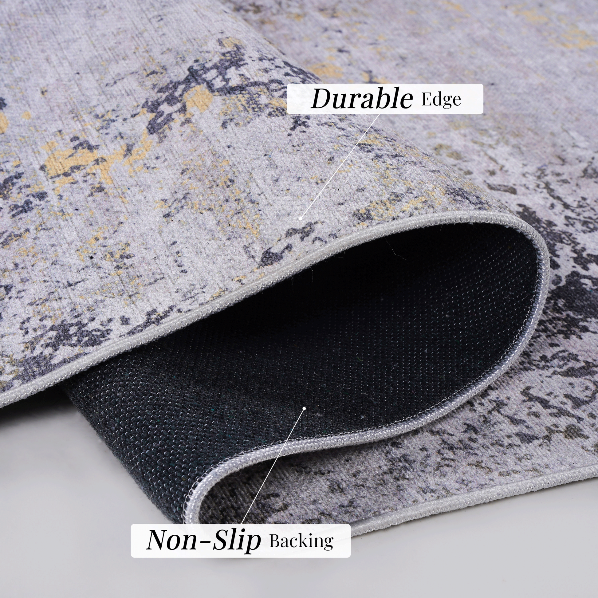 Naar 2X3, Machine Washable Area Rugs, Low Pile, Non Slip, Non Shedding, Foldable, Kid & Pet Friendly Area Rugs For Living Room, Bedroom, Kitchen, Dining Room Rug Perfect Gift, Gray Gold, 2' X 3' Gray Chenille Polyester