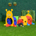 Qaba Caterpillar Tunnel For Kids, Outdoor Indoor Climb And Crawl Through, Play Equipment For Toddler 3 6, 4 Sections, For Daycare, Preschool, Playground, Multicolor Colorful Plastic