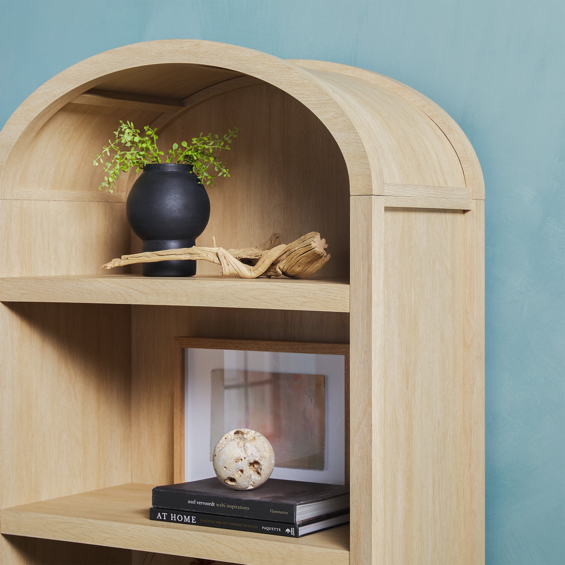 Modern 5 Shelf Open Arched Bookshelf Oak Oak Mdf Mdf