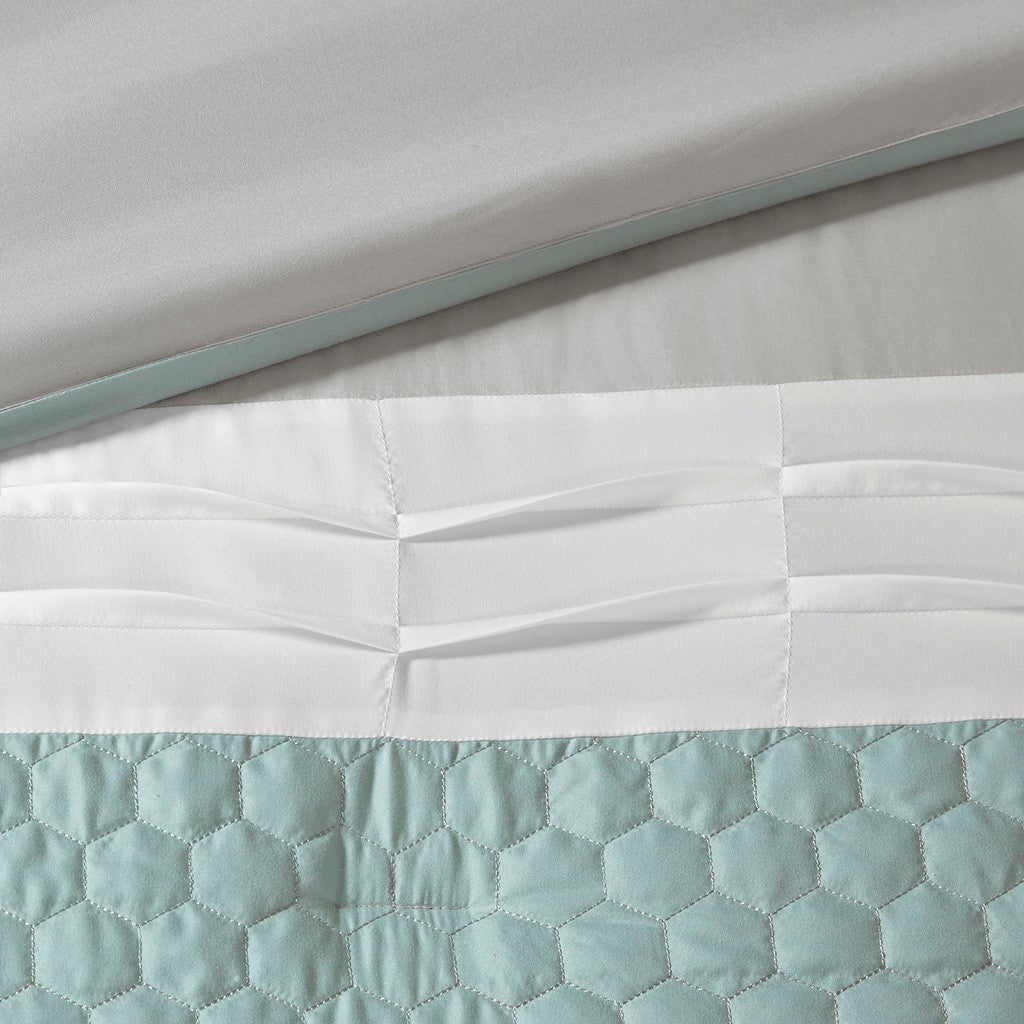 8 Piece Comforter Set Seafoam Grey King King Multicolor Polyester