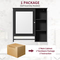 Wall Mounted Bathroom Storage Cabinet, Medicine Cabinets With Large Mirror Door, Adjustable Shelves And Three Open Storage Levels Not Include Bathroom Vanity Black 1 5 Mirror Included Bathroom Wall Mounted Mdf Glass Painted