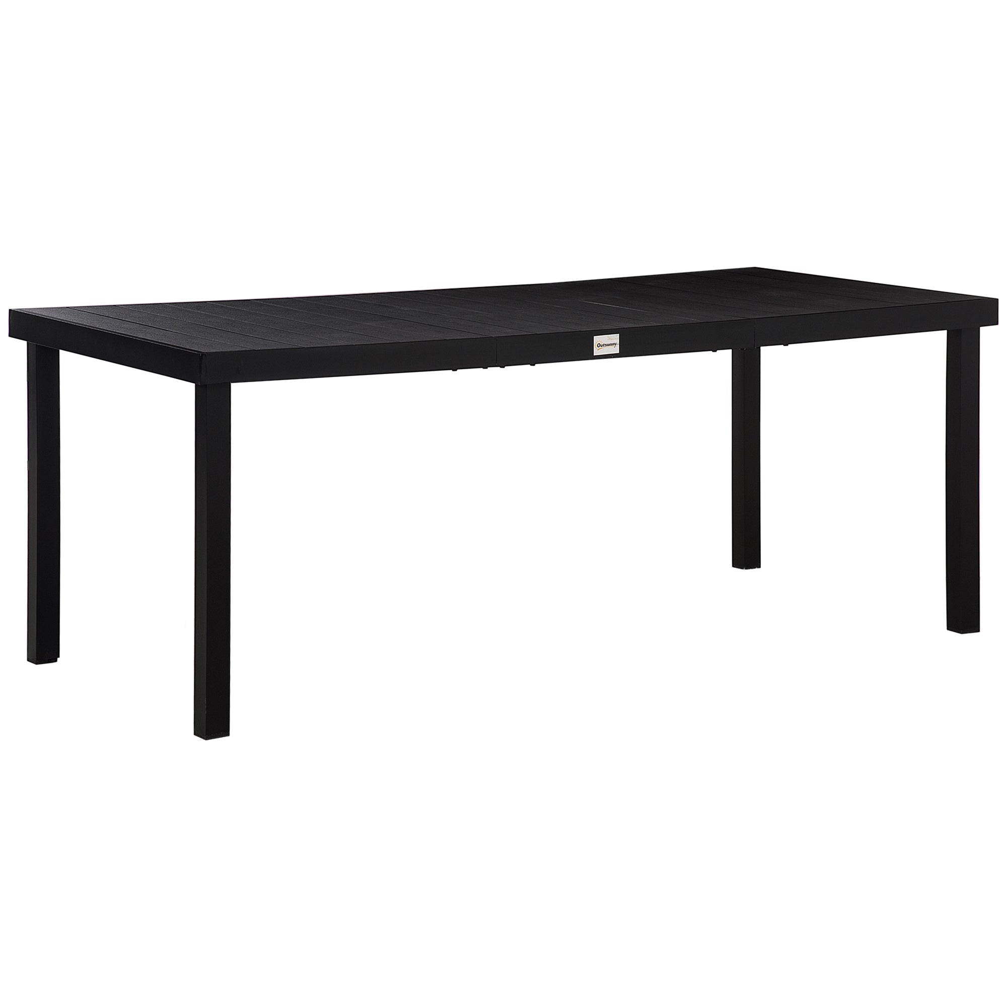 Outsunny 75" X 35" Outdoor Dining Table For 8 People, Rectangular Aluminum Frame Garden Table With All Weather Faux Wood Top For Garden, Lawn, Patio, Black Black Aluminum