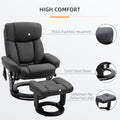 Homcom Pu Leather Massage Recliner Chair With Ottoman 10 Point Vibration Swiveling Armchair, Black Black Wood Metal