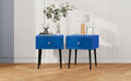Modern Nightstands Set Of 2 With Drawer And Crystal Handle, Elegant Rivet Velvet Design Bedside Table For Bedroom, Blue Blue 1 Drawer Bedside Cabinet Mdf