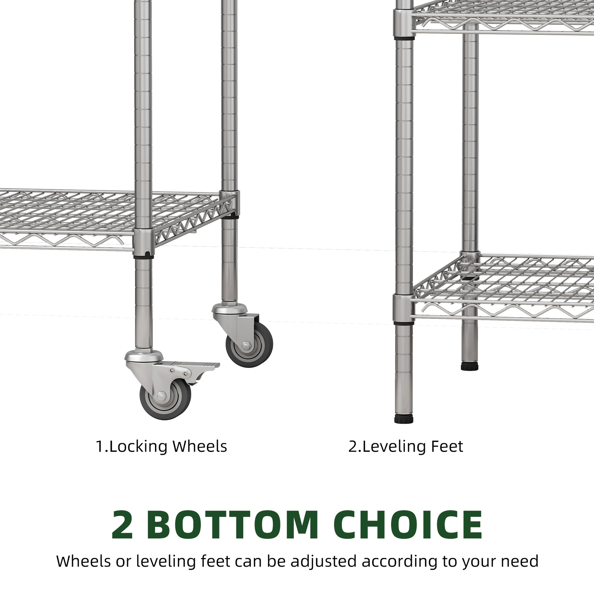 72" H Metal Large Storage Shelves With Wheels, Metal Shelving With Chrome, Adjustable 5 Tier Sturdy Metal Shelves For Storage Shelving,Kitchen,Garage 5 Silver Primary Living Space Metal Modern