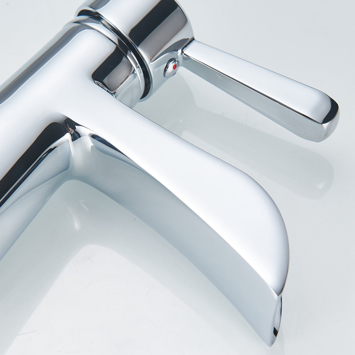 Polished Chrome Single Handle Bathroom Faucet With Waterfall Spout And Drain Chrome Brass