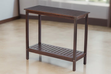 Wooden Workstation For Garden Balcony Garage, Acacia Console Potting Table Brown Brown Acacia Wood