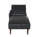 Chaise Lounge Arm Chair Indoor With Pillow And Solid Wood Legs, Leisure Accent Soft Chair With Tufted Back And Arm,Upholstered Chaise Couch Chair For Living Room, Bedroom,Black Pu Black Pu