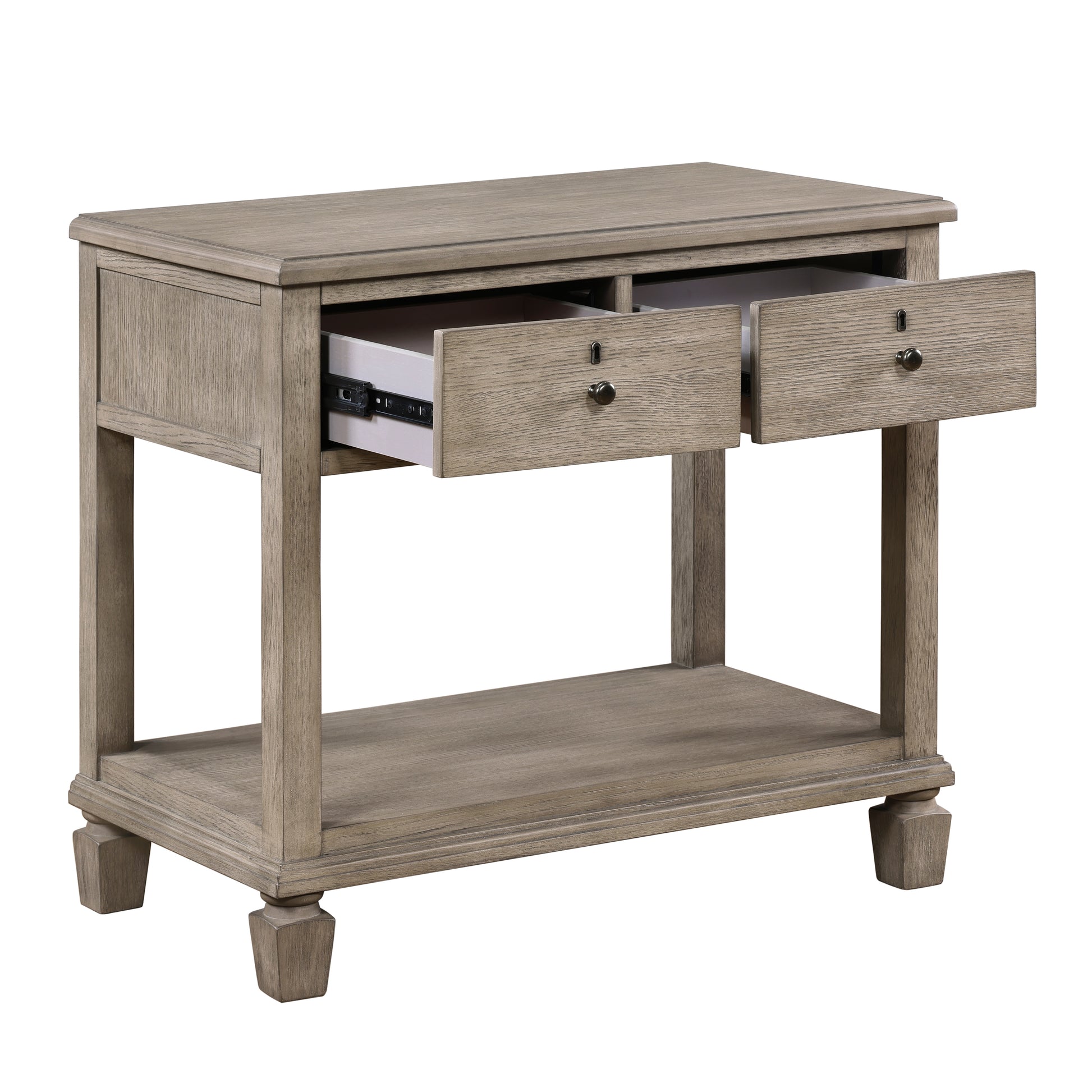 Gray Oak Finish Classic Transitional Bedroom Furniture 1Pc Nightstand Of 2 Drawers Open Bottom Shelf Wooden Furniture Bedside Table Oak 2 Drawers Bedside Cabinet Bedroom Wood