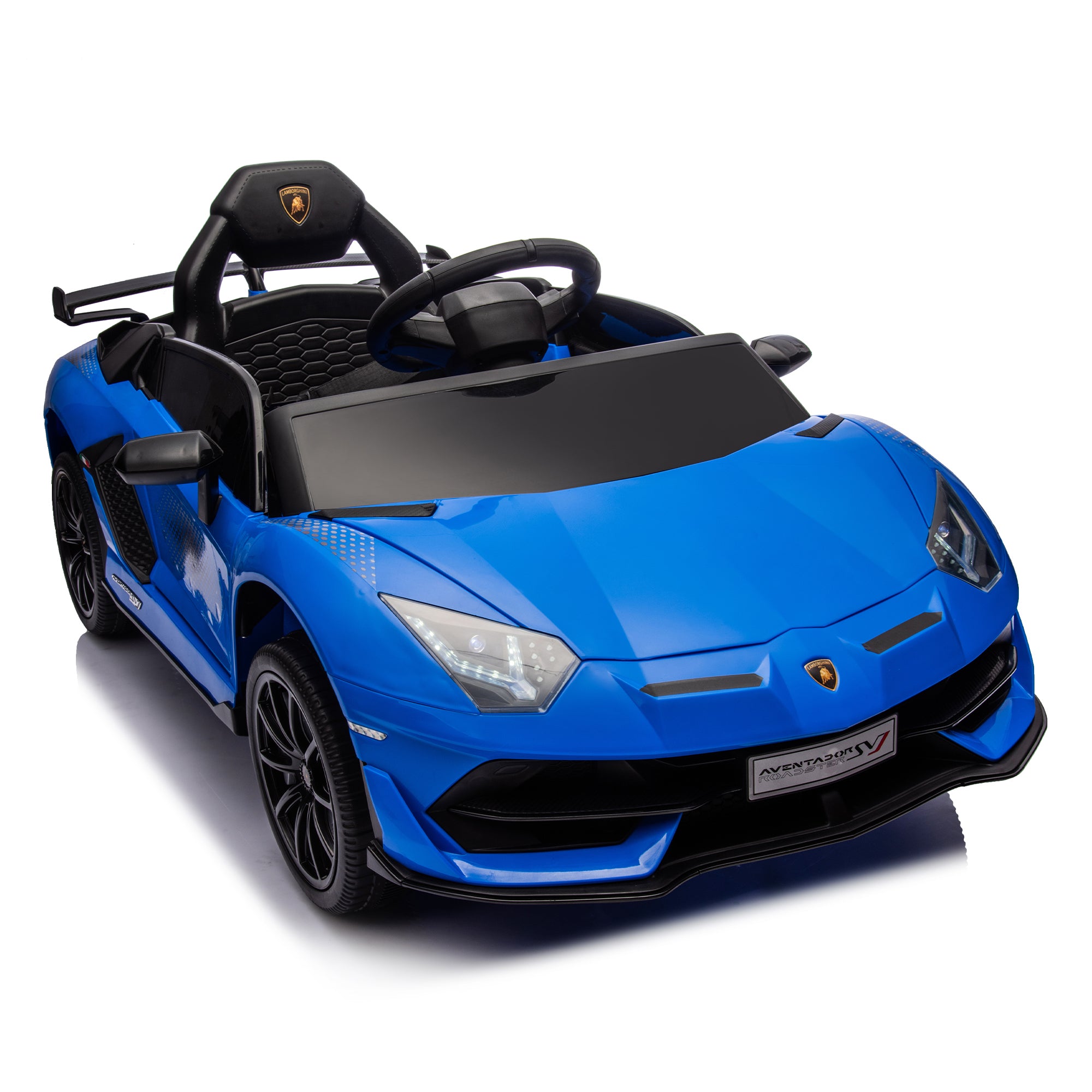 12V Kids Ride On Car W Parents Remote Control,Licensed Lamborghini Aventador Xago,Hydraulic Pressure Door,Slow Start,Early Education,Bluetooth,Adjustable Volume,Mp3,Usb,Led Lights For Kids Aged 3 8. Blue 50 99 Lbs Polypropylene