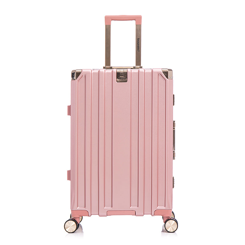 Luggage Sets Expandable Aluminum 20 24 28 Inch Three Model Set, Stylish Suitcase With Aluminum Frame Password Lock, Suitable For Travel Suitcases And Suitcases Pink Contemporary Aluminum