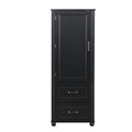 Tall Bathroom Storage Cabinet, Freestanding Storage Cabinet With Two Drawers And Adjustable Shelf, Mdf Board With Painted Finish, Black Black Mdf