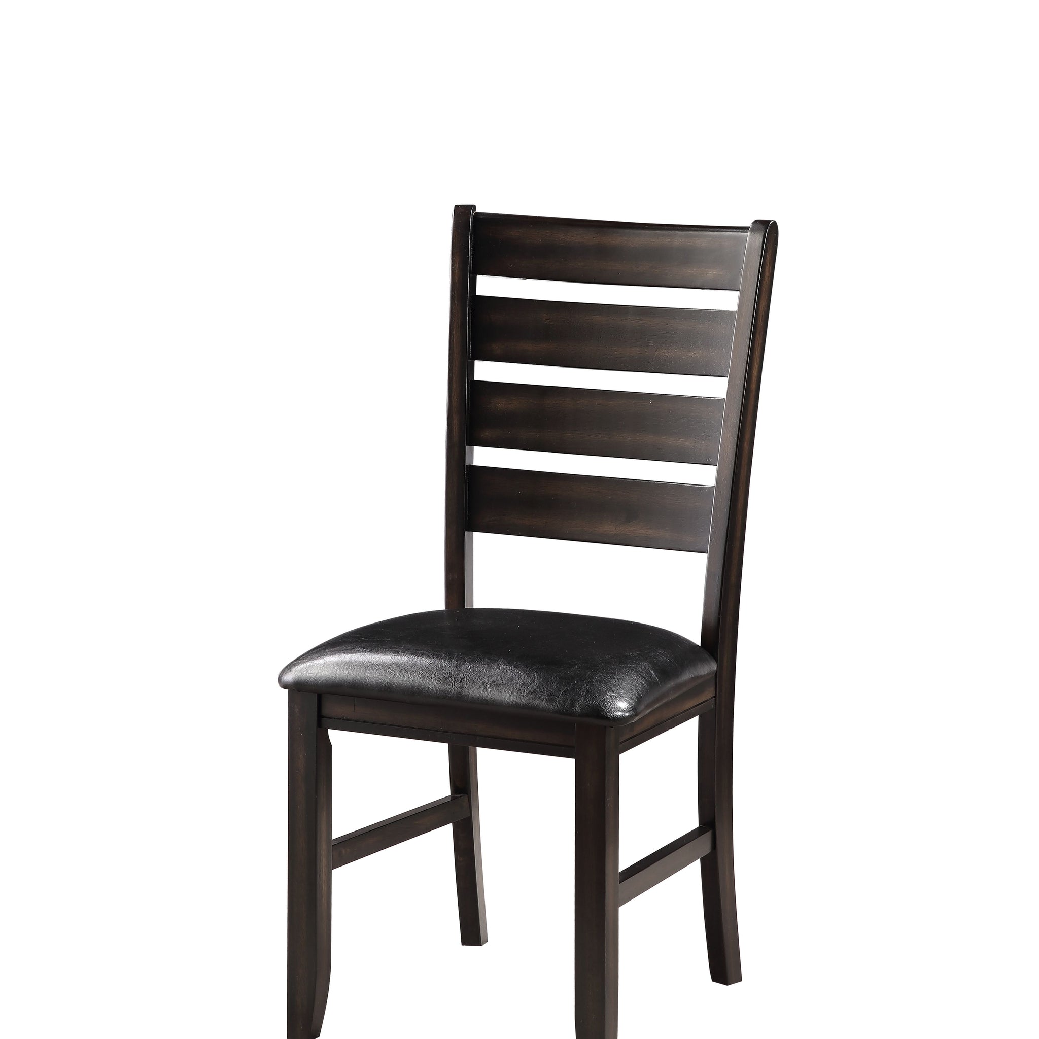 Urbana Black Synthetic Leather & Espresso Finish Side Chair Set Of 2 Black,Espresso Faux Leather,Synthetic Wood