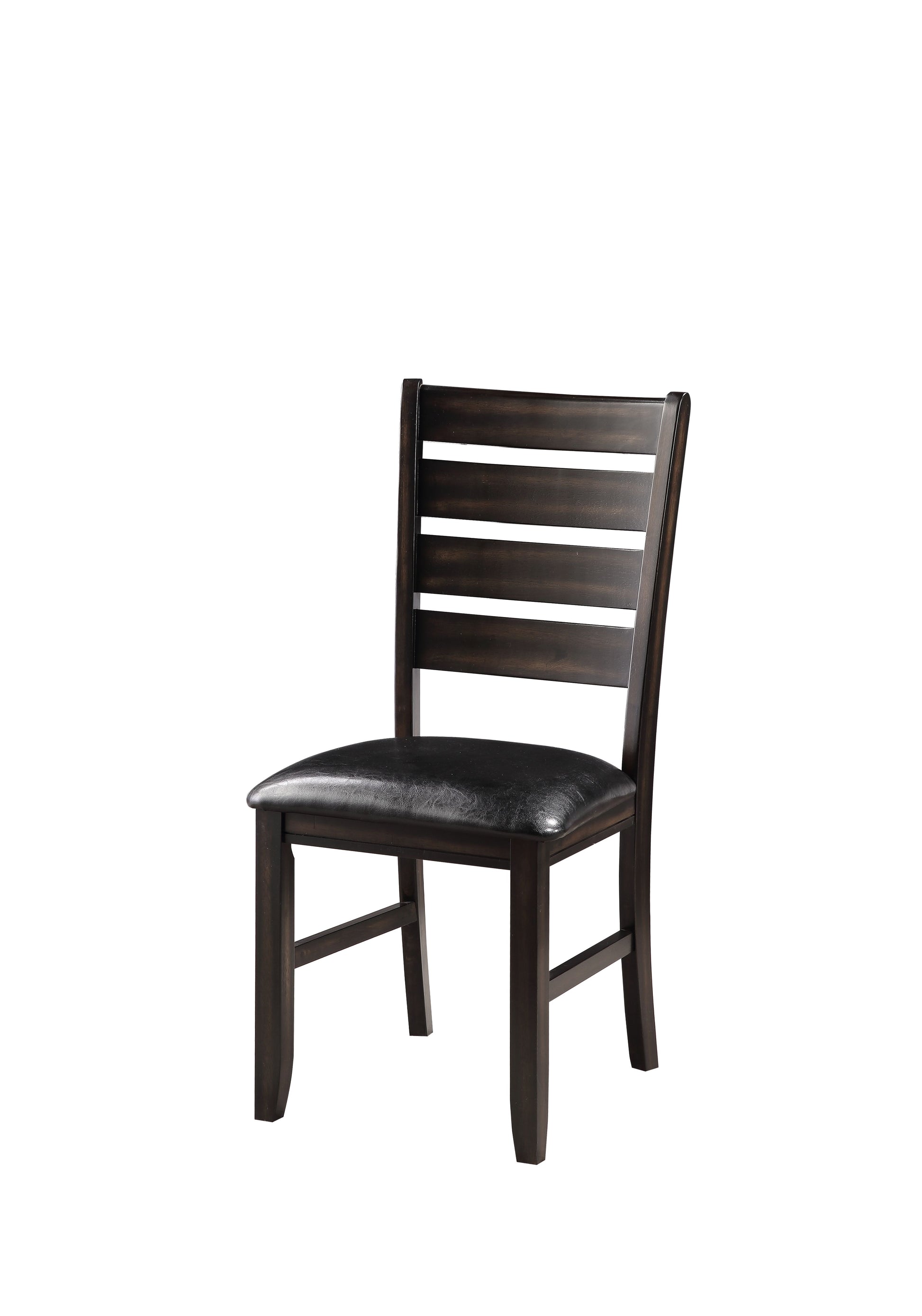 Urbana Black Synthetic Leather & Espresso Finish Side Chair Set Of 2 Black,Espresso Faux Leather,Synthetic Wood