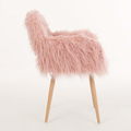 Pink Faux Fur Upholstered Make Up Chair Side Dining Chair With Metal Leg Pink Beech Metal Leg Pink Faux Fur