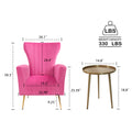 Velvet Accent Chair With Table, Wingback Arm Chair With Gold Legs, Upholstered Single Sofa For Living Room Bedroom Rose Red Velvet 1 Seat