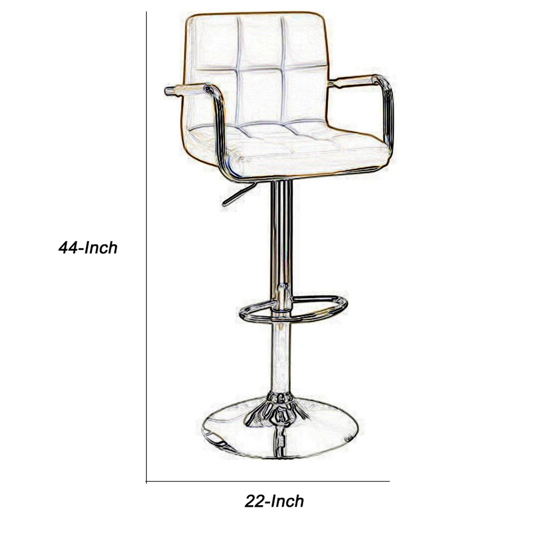 Arm Chair Style Bar Stool With Gas Lift Brown And Silver Set Of 2 Brown Mdf