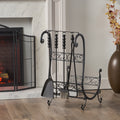 Log Rack And Tools Matt Black Iron