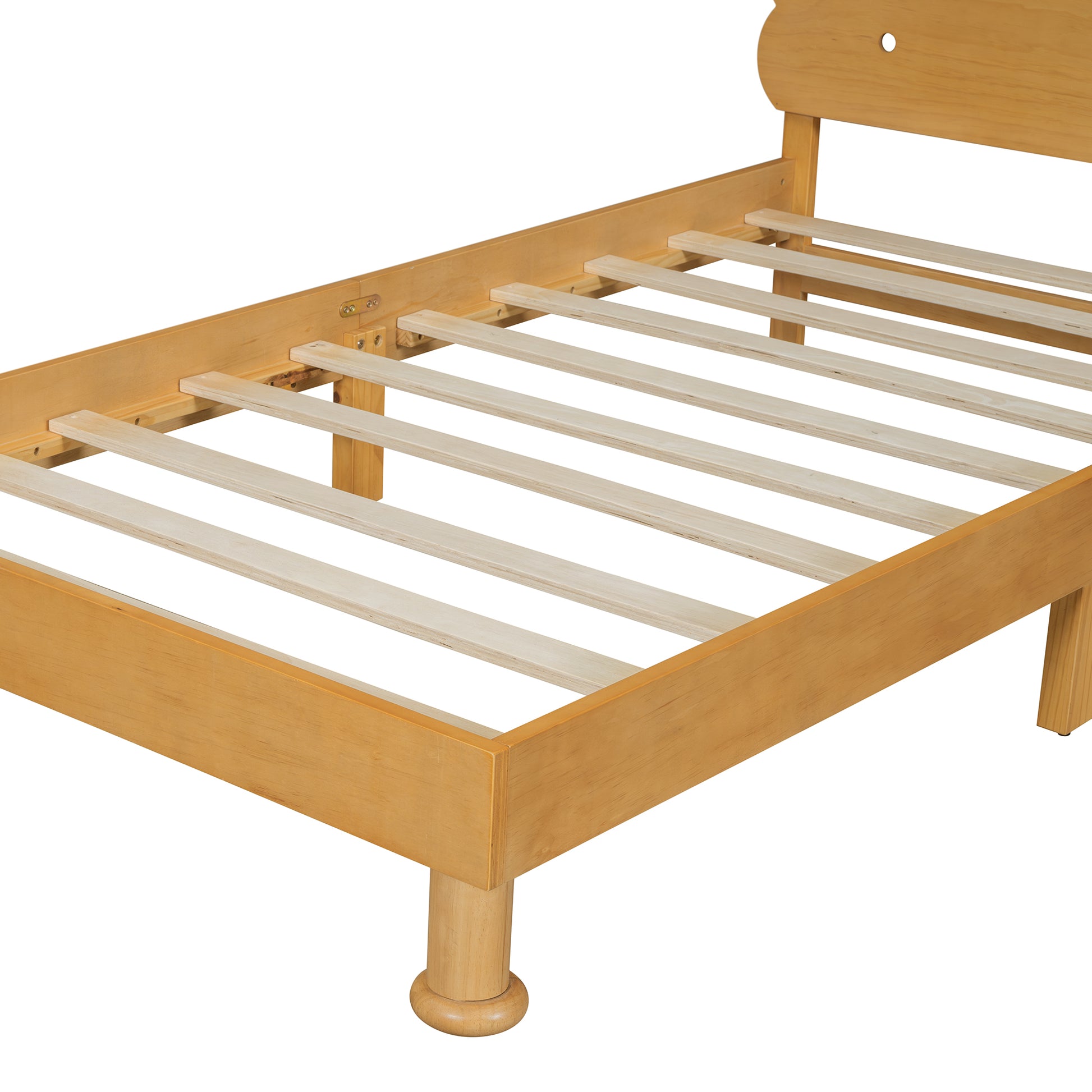 Kids Cookie Shaped Bed Frame For Boys & Girls,Twin Size Platform Bed, Walnut Box Spring Not Required Twin Walnut Wood Bedroom Contemporary,Cute,Modern Bed Frame Wood