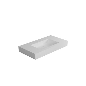 35"Solid Surface Basin Matte White Contemporary Solid Surface