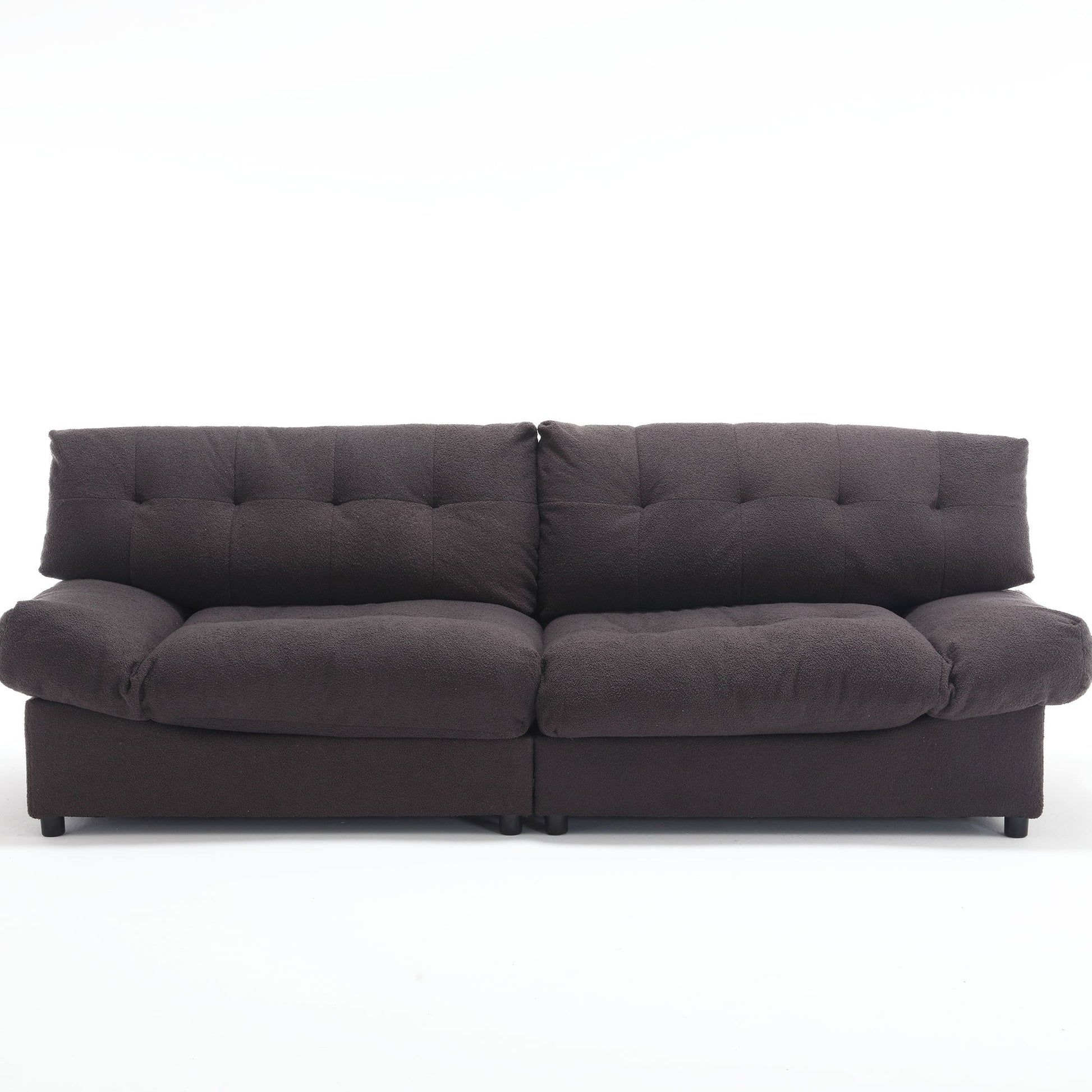Cloud Style Sofa, Teddy Velvet Fabric, Comfy Padded Cloud Couch For Living Room, Apartment Dark Gray Light Brown Velvet Wood Primary Living Space Modern Polyester 2 Seat