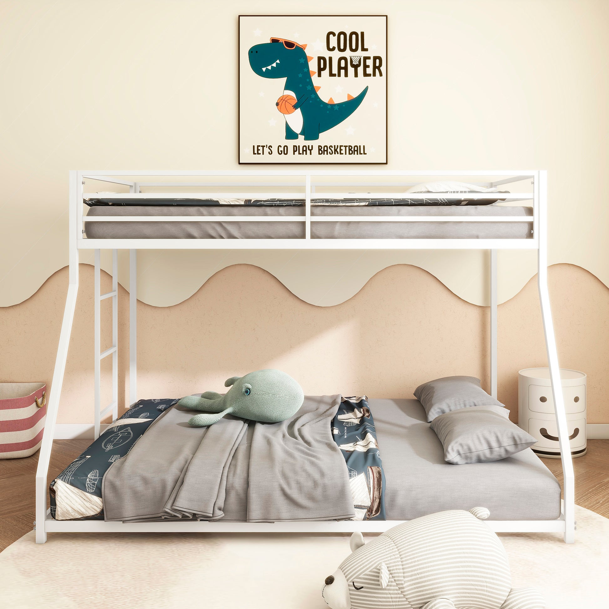 Same As B083P160614 Adam Twin Over Full Metal Bunk, White Full Box Spring Not Required White Metal Bedroom Bunk Metal Metal