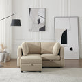 Space Saving Small Sectional Sofa With Ottoman, 2 Seater Sofa With 1 Ottoman, All Seats And Ottomans With Storage Function Beige Beige Fabric 2 Seat