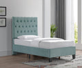 Luma Blue Twin Upholstered Bed Twin Blue Foam Solid Wood