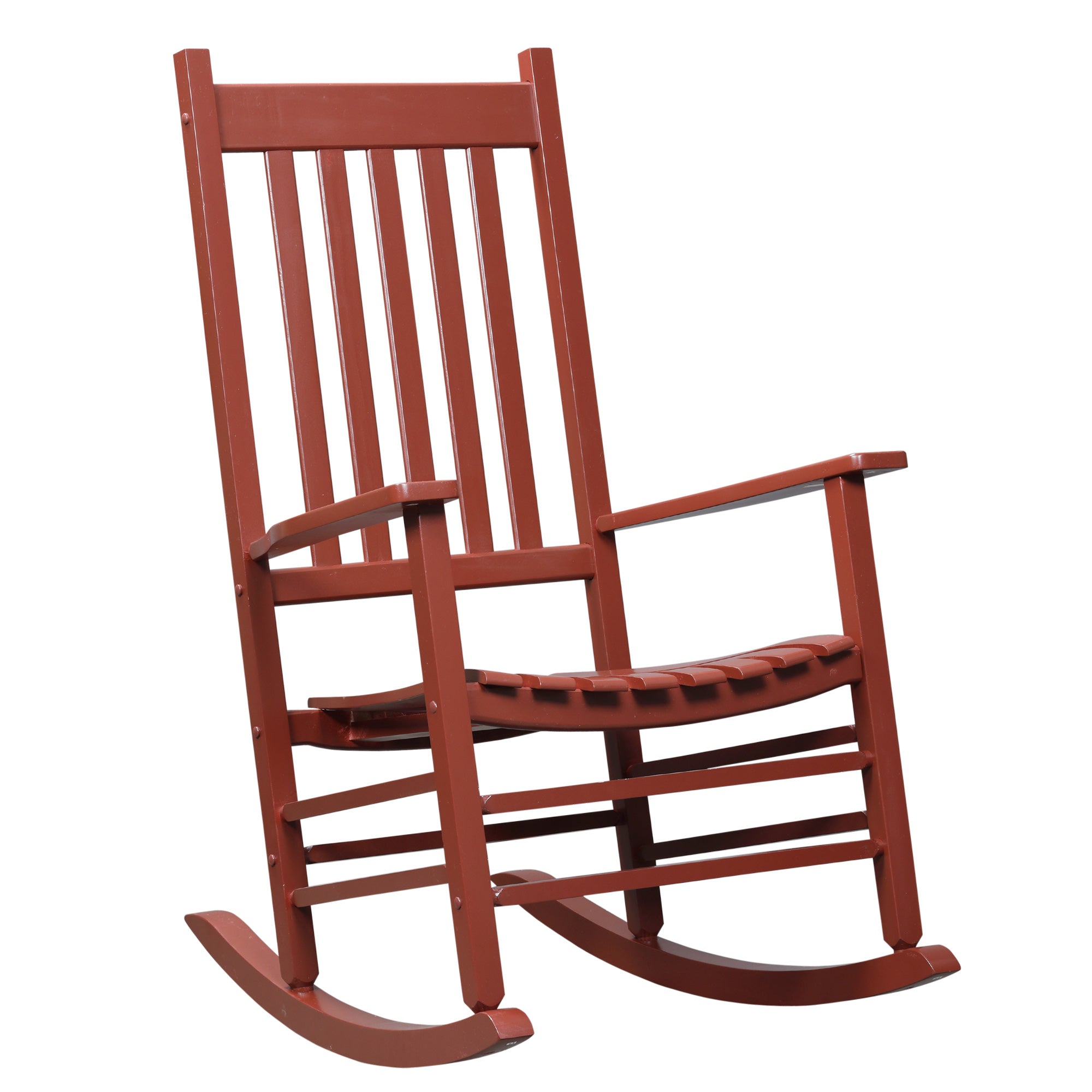 Outsunny Outdoor Rocking Chair, Patio Wooden Rocking Chair With Smooth Armrests, High Back For Garden, Balcony, Porch, Supports Up To 352 Lbs., Wine Red Wine Red Wood