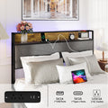 Queen Size Bed Frame With 4 Storage Drawers And 2 Usb Ports, Upholstered Platform Bed Frame With Storage Headboard Charging Station And Metal Slat Support, No Box Spring Needed, Dark Grey. Box Spring Not Required Queen Dark Grey Metal Bedroom Bed Frame
