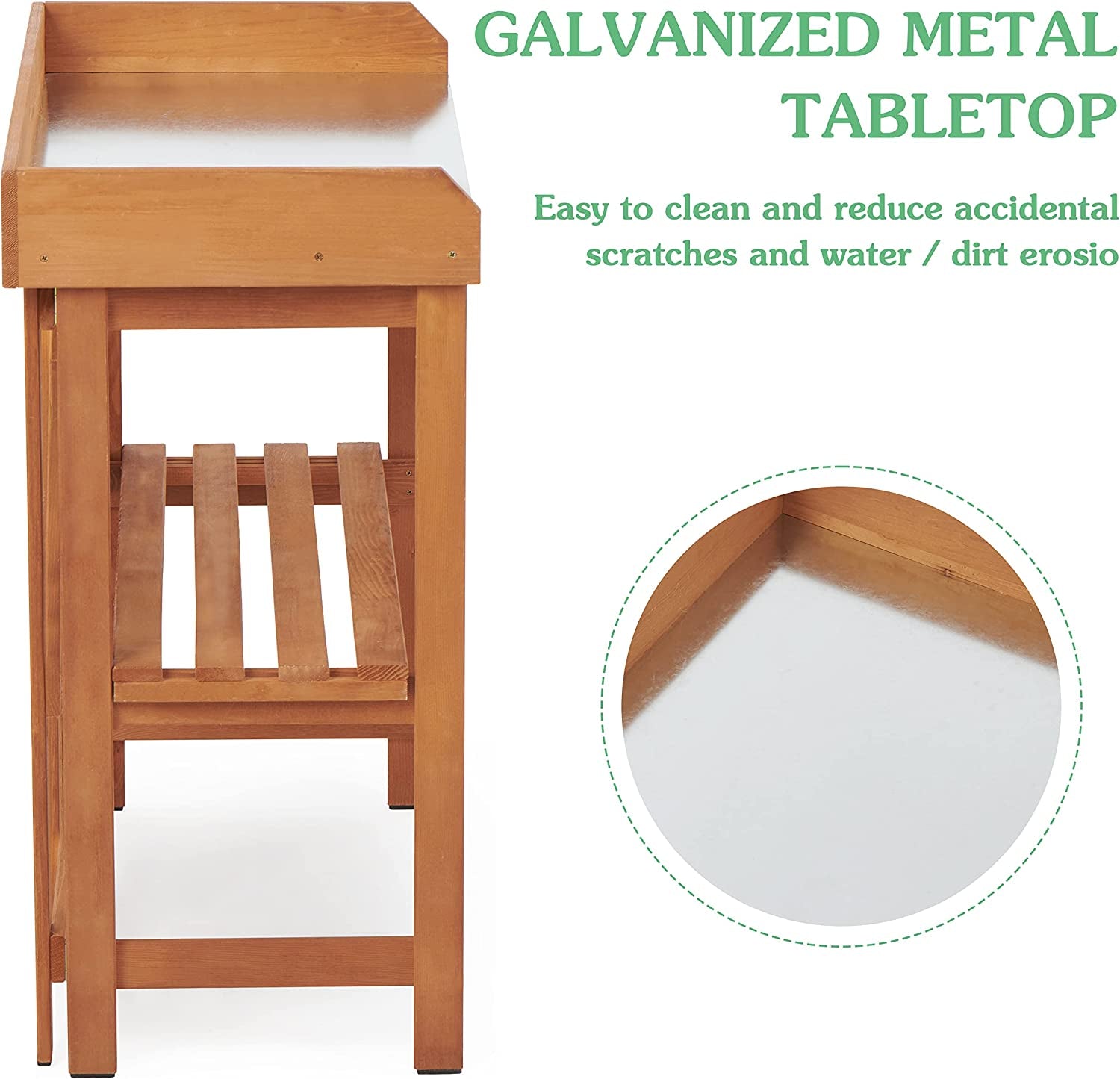 Folding Potting Bench Outdoor Solid Wood Foldable Garden Workbench Station For Planting Horticulture With Shelves Reddish Brown Solid Wood