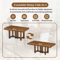 Rustic 7 Piece 76.4Inch Extendable Dining Table Set With 18Inch Removable Leaf, 2 Arm Chairs And 4 Armless Chairs, Brown Wood Dining Room Solid Wood Rubberwood Rectangular Dining Table With Chair Upholstered Chair Wood Brown Seats 6 Removable Leaf