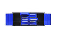 7' Storage Cabinets With Workbench 10 Drawers & 2 Cabinets Blue Steel