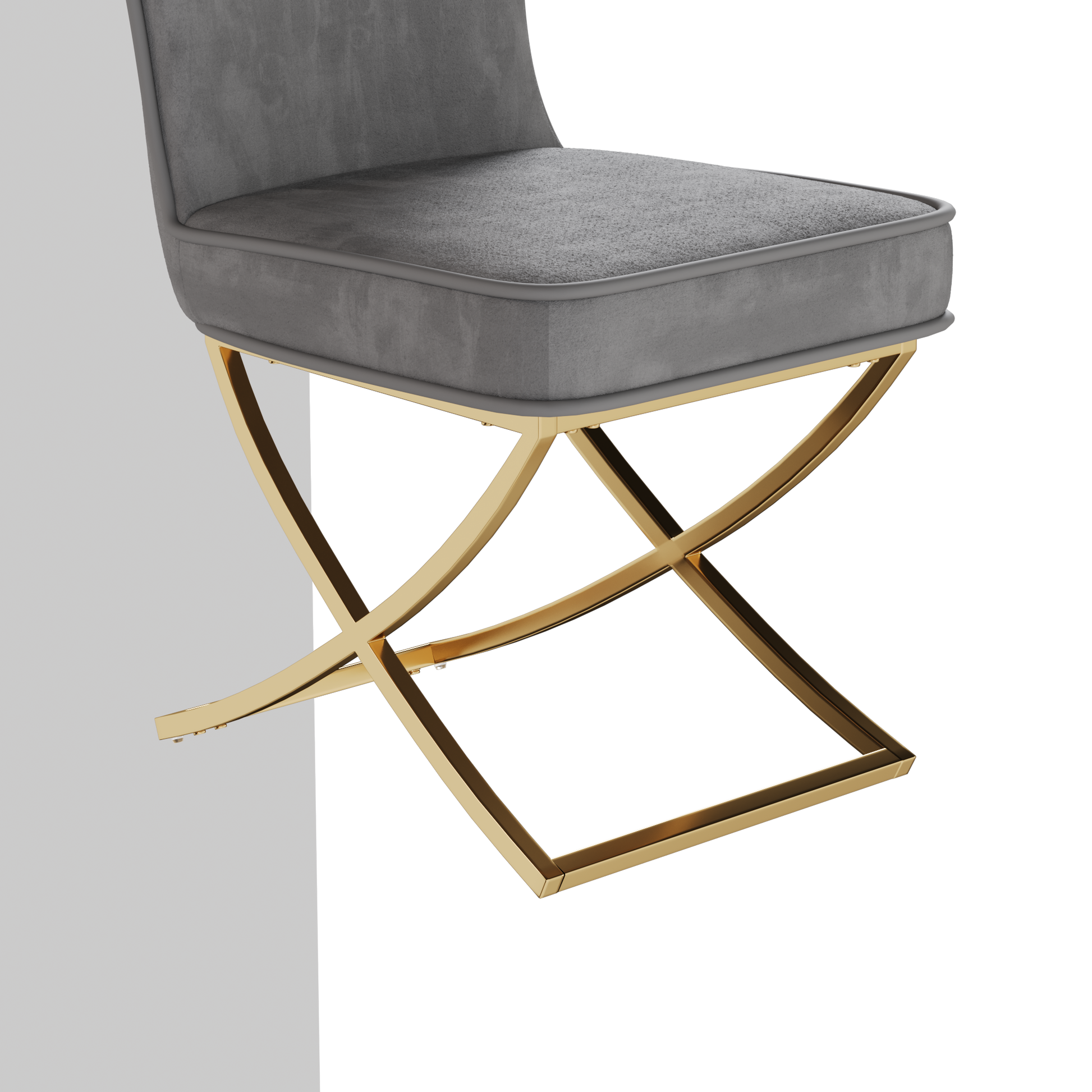 Dining Chair Set Of 2, Grey Velvet Backrest And Golden Metal Legs.For Modern Kitchen Dining Room Chair For Kitchen Living Modern Decorative Leisure Chairs Office Chairs Grey Dining Room Modern Foam Velvet