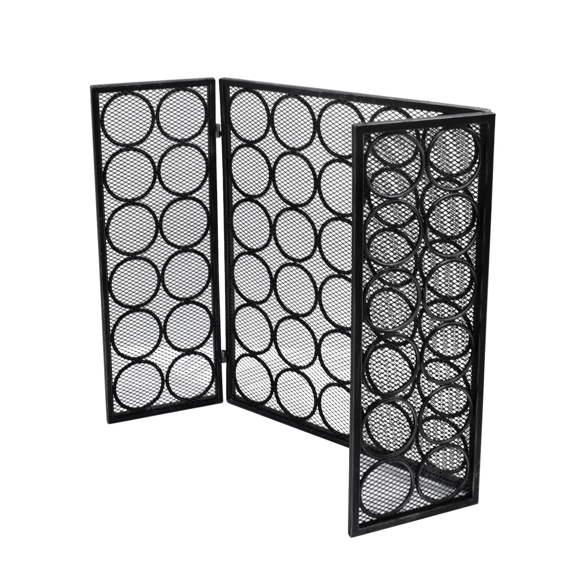 Fire Screen Black Silver Iron