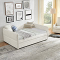 Daybed With Trundle Upholstered Tufted Sofa Bed, Full Size, Boucle Fabric, Beige 83