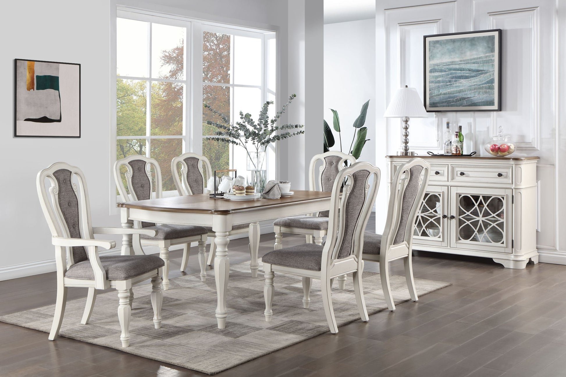 Grey And Antique White Padded Arm Chair Set Of 2 Solid Grey White Dining Room Traditional Arm Chair Solid Back Set Of 2 Wood Fabric
