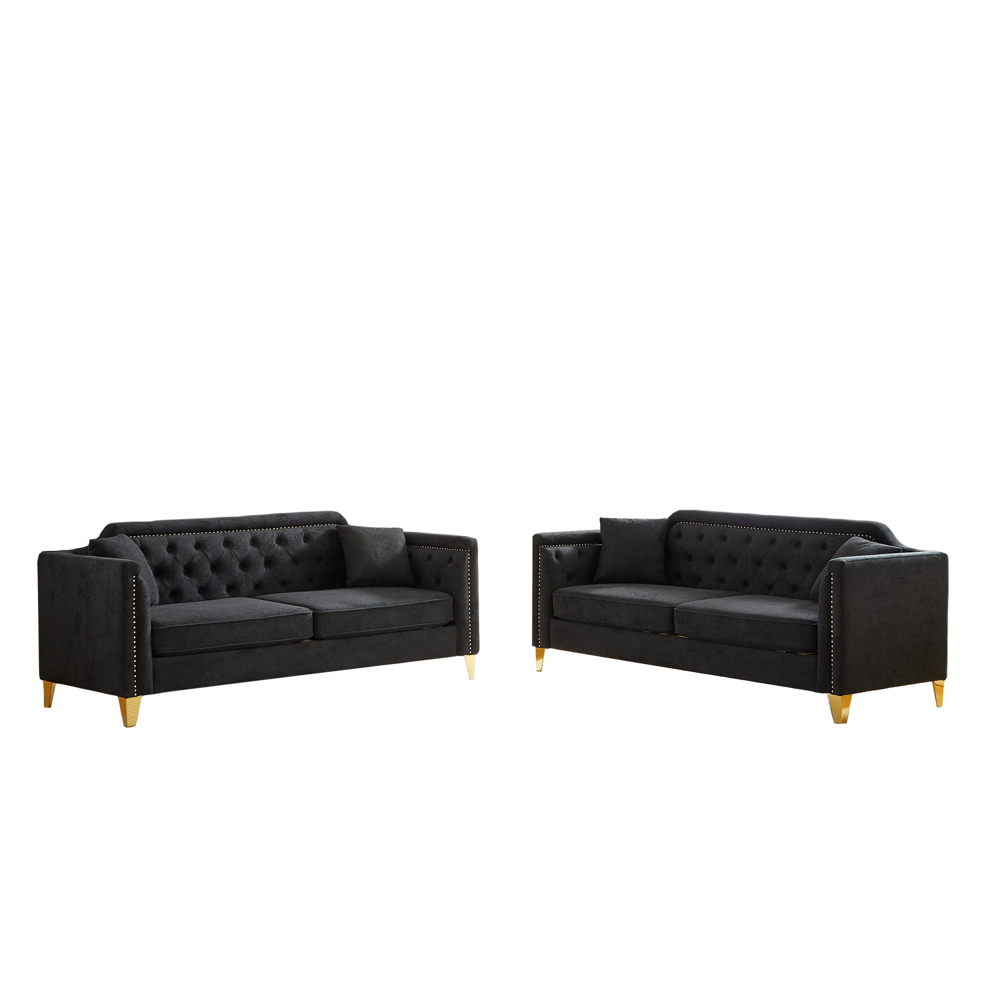 Fx 3 Seater 3 Seater Combo Sofa Mid Century Modern Living Room Sofa With Solid Wood Frame And Solid Metal Legs, 4 Cushions, Apartment Sofa Furniture Black Chenille Wood Pine Foam Fabric 6 Seat