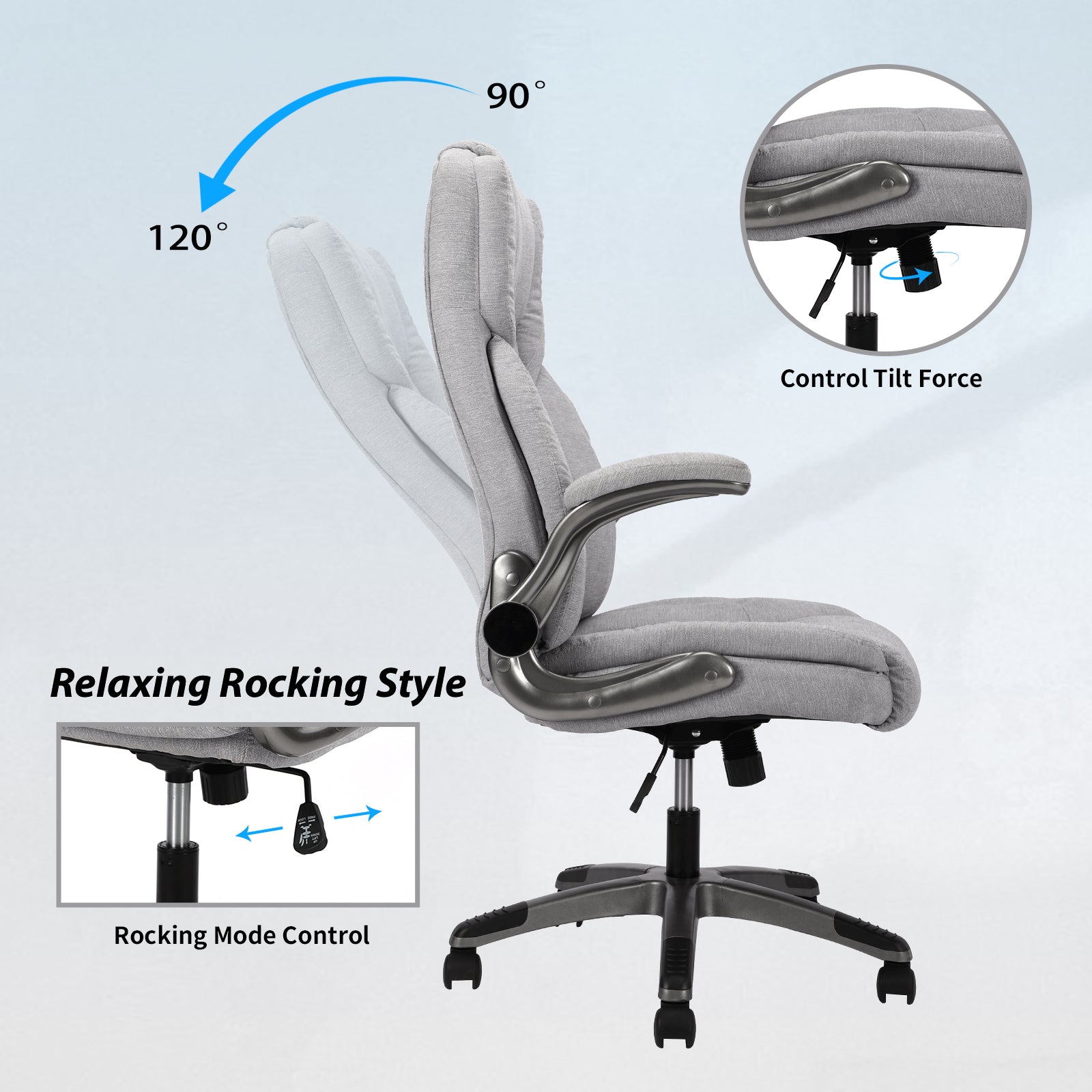 Office Chair Gray Foam Fabric