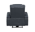 Blue And Black Power Recliner With Bluetooth Black Blue Faux Leather Manual Handle Metal Primary Living Space Tight Back Modern Handle Square Arms Faux Leather