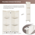 Room Divider With Shelves, 4 Panel White Room Divider, Room Dividers And Folding Privacy Screens, Portable Wooden Room Dividers And Partitions For Bedroom, Home Office, Studio Warm White White Modern Wood