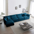 Modular Sectional Sofa For Living Room,U Shaped Couch 5 Seater Convertible Sectional Couch With 1 Ottoman ,Blue Chenille Blue Chenille 4 Seat