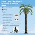 Outsunny 7' Artificial Lighted Palm Tree With 5 Coconuts, 280 Led Light, Color Changing Light Up Tropical Palm Tree With Remote For Indoor, Outdoor, Pool, Party D Cor Green Plastic