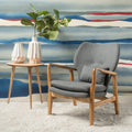Club Chair, Wood Frame Club Chair, Grey Grey Fabric