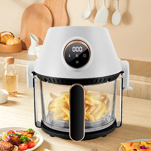 Air Fryer, Large 5 Quart Capacity, Air Fry, Roast, Broil, Bake, Reheat, Keep Warm, Pizza, Dehydrate White Aluminum,Plastic,Stainless Steel
