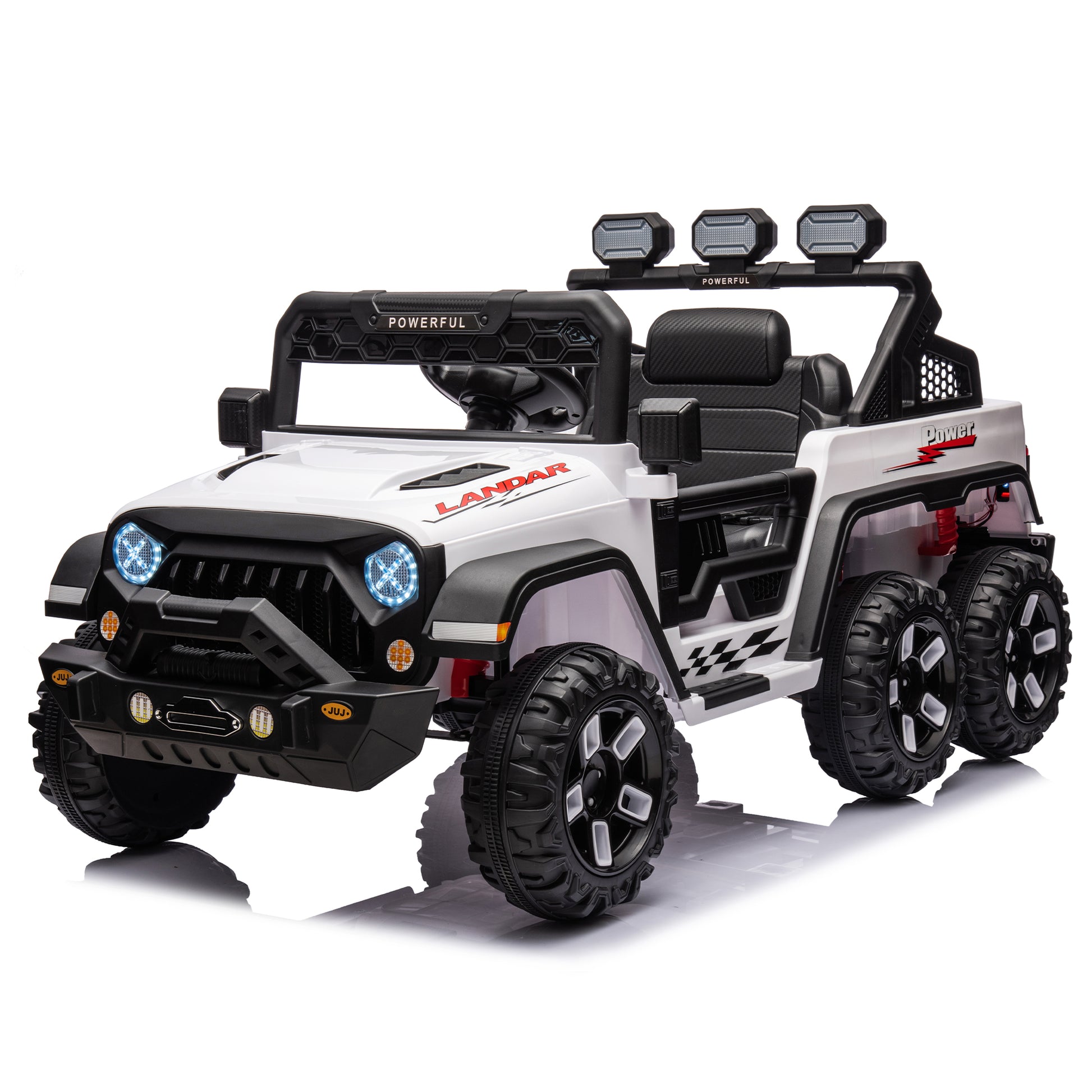 24V Ride On Large Pickup Truck Car For Kids,Ride On 4Wd Toys With Remote Control,Parents Can Assist In Driving,Bluetooth Music Version,Pickup Truck Design With Spacious Storage In The Rear. White Polypropylene