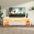 Fashiontvstandtvcabinet,Entertainmentcenter,Tvstationtv Console,Media Console,With Ledlight Belt,Light Belt Remote Control,Toughenedglassshelf,Metal Handle,Canbeplaced In The Living Room,Bedroom,White White Primary Living Space 60 69 Inches 60 69 Inches